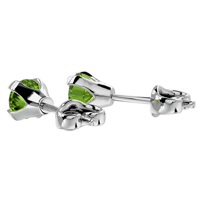 1/2 Carat Peridot Stud Earrings In White Gold