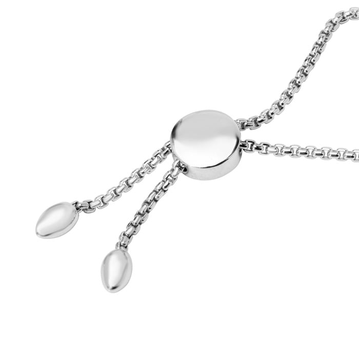 1/4 Carat Diamond Heart Bracelet In Sterling Silver, Adjustable 6-9 Inches