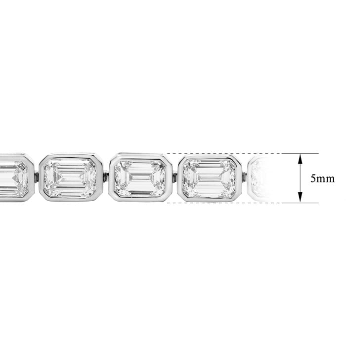 14 Carat Emerald Cut Bezel Set Lab Grown Diamond Tennis Bracelet In 14K White Gold, 7 Inches