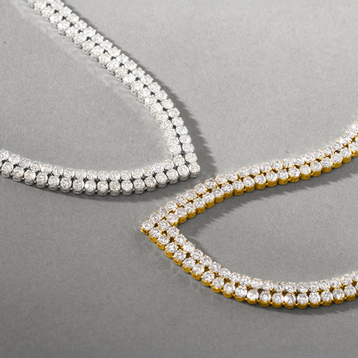 10 Carat Lab Grown Diamond Tennis Choker Necklace In 14K Yellow Gold, 15 Inches