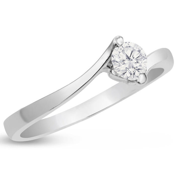 Diamond Solitaire Promise Ring In White Gold