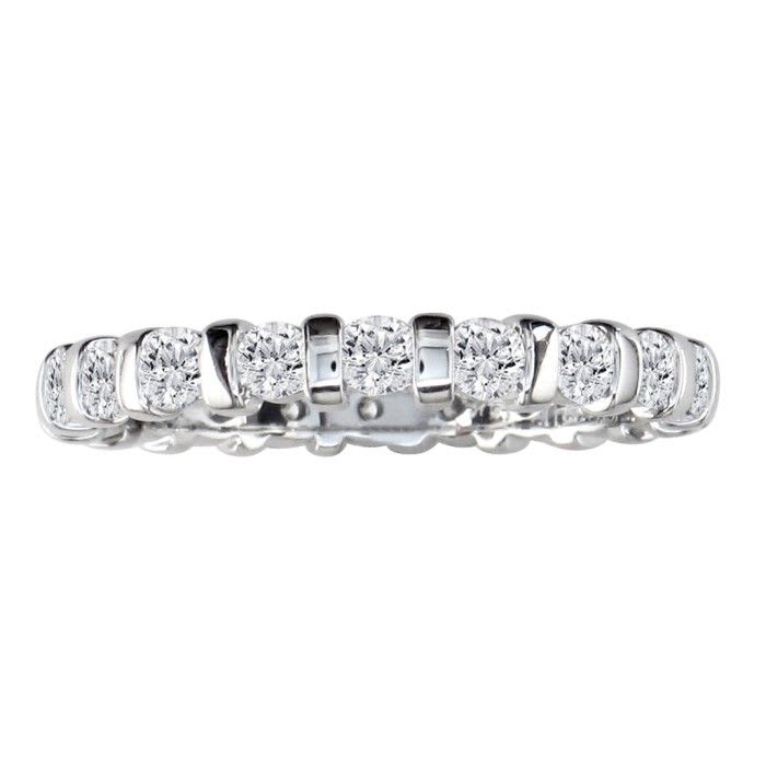 Estate Jewelry Sterling Silver 1 Carat Bar Set Created Diamond Eternity Band in Sterling Silver, Size 6