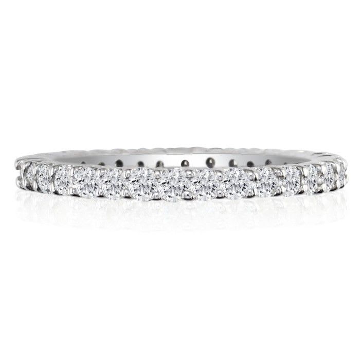 Estate Jewelry Solid Sterling Silver 1 Carat Created Diamond Eternity Band, Size 6