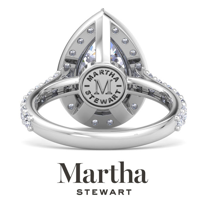 Martha Stewart 4 Carat Pear Shape Lab Grown Diamond Halo Engagement Ring In Sterling Silver