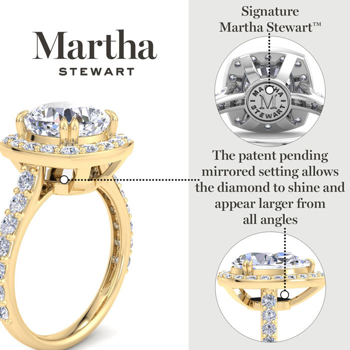 Martha Stewart 4 Carat Cushion Cut Lab Grown Diamond Halo Engagement Ring In Sterling Silver