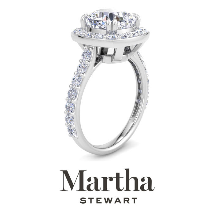 Martha Stewart 4 Carat Cushion Cut Lab Grown Diamond Halo Engagement Ring In Sterling Silver