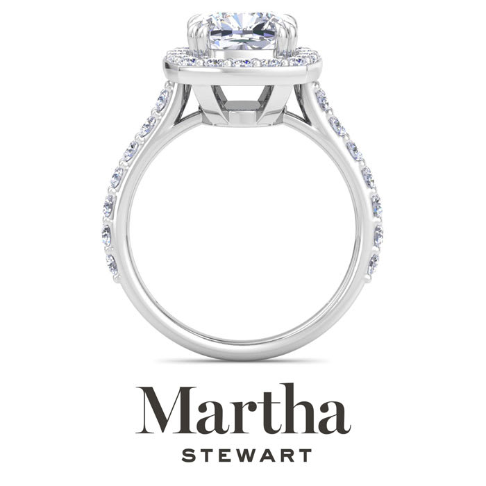 Martha Stewart 4 Carat Cushion Cut Lab Grown Diamond Halo Engagement Ring In Sterling Silver