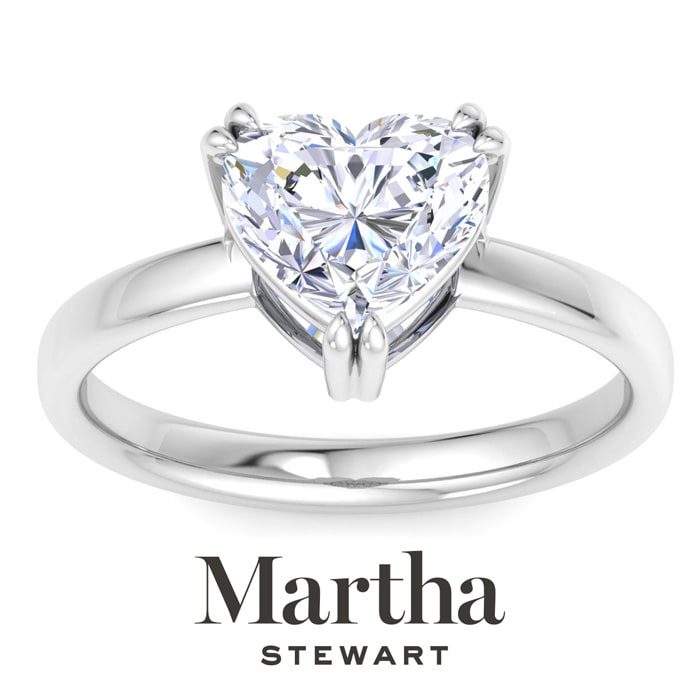 Martha Stewart 2 Carat Heart Shape Lab Grown Diamond Solitaire Engagement Ring In Sterling Silver