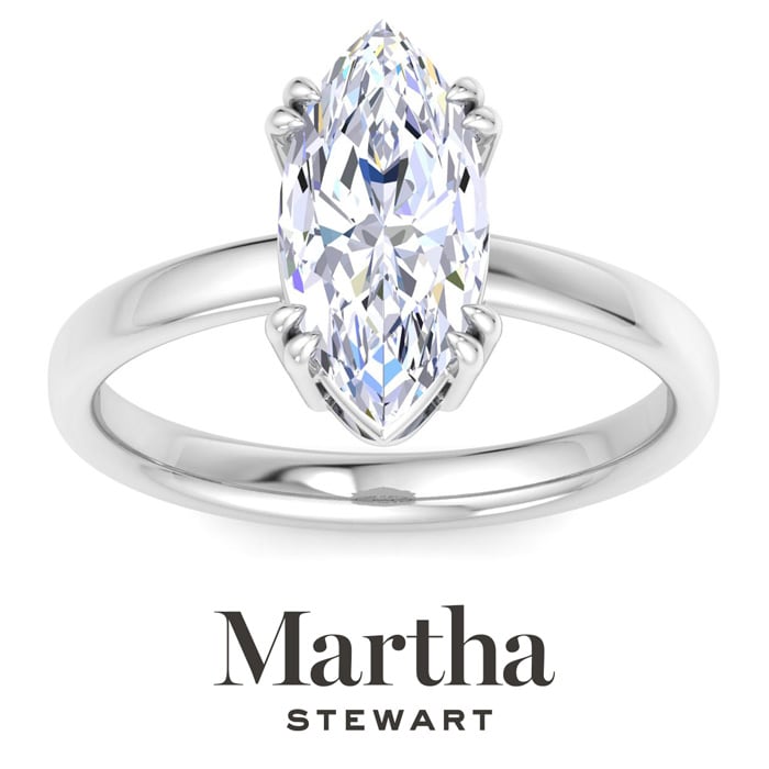 Martha Stewart 2 Carat Marquise Shape Lab Grown Diamond Solitaire Engagement Ring In Sterling Silver