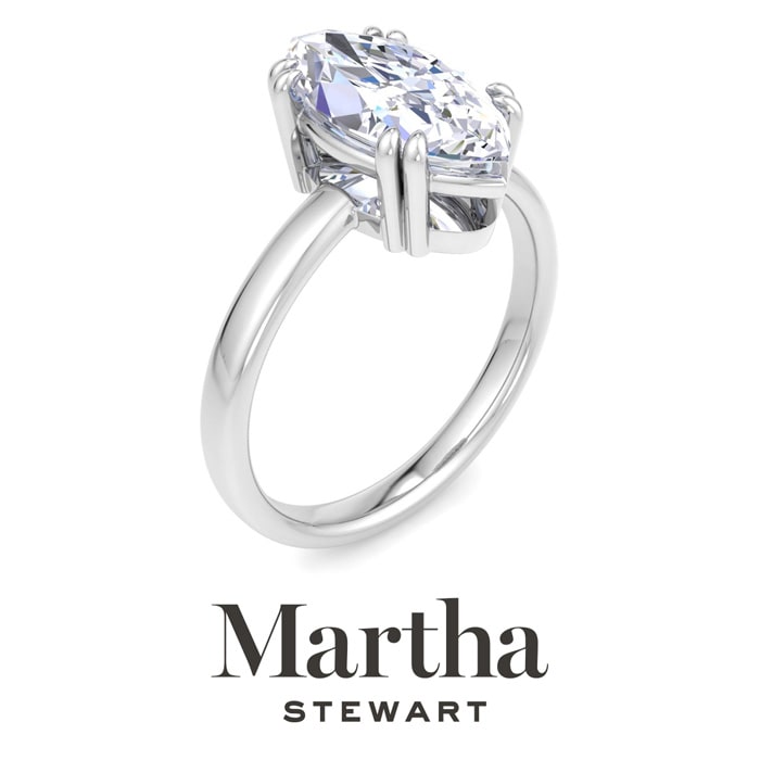 Martha Stewart 2 Carat Marquise Shape Lab Grown Diamond Solitaire Engagement Ring In Sterling Silver