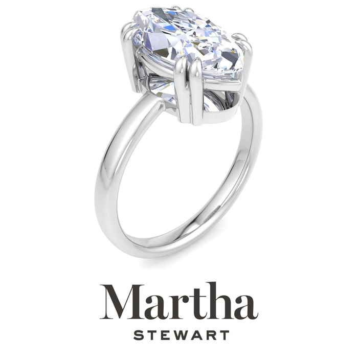Martha Stewart 3 Carat Marquise Shape Lab Grown Diamond Solitaire Engagement Ring In Sterling Silver