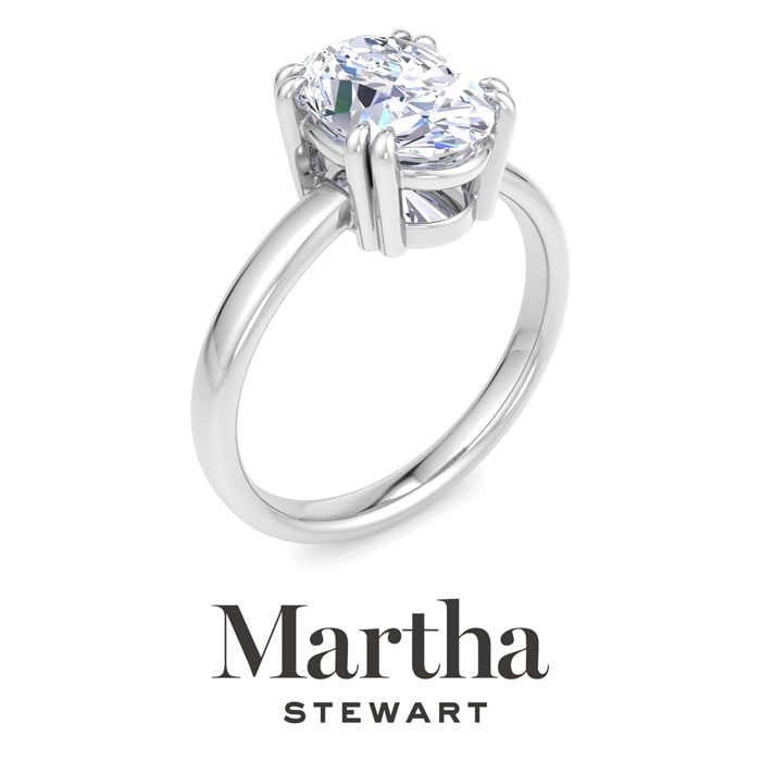 Martha Stewart 2 Carat Oval Shape Lab Grown Diamond Solitaire Engagement Ring In Sterling Silver