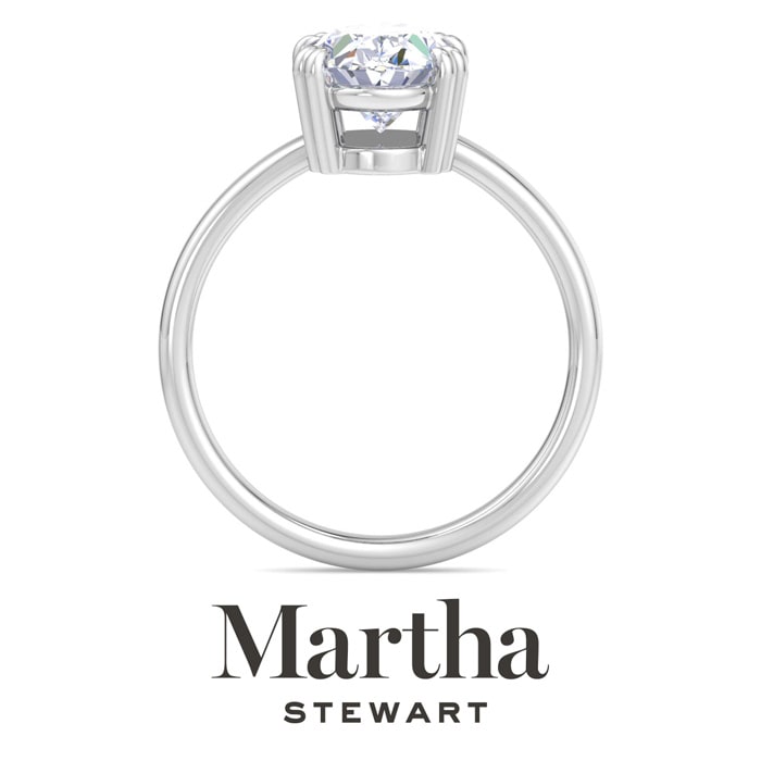Martha Stewart 2 Carat Oval Shape Lab Grown Diamond Solitaire Engagement Ring In Sterling Silver
