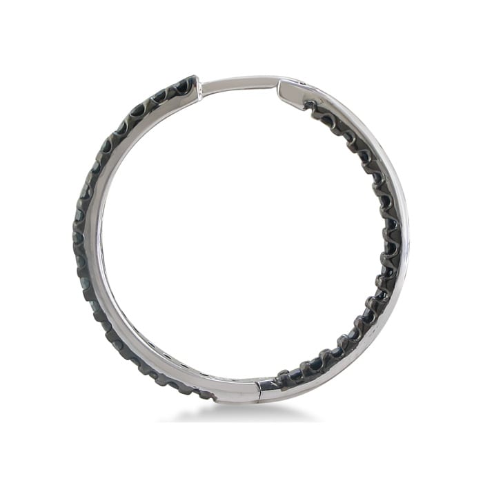Black Diamond Earrings: 1ct Inside Out Black Diamond Hoop Earrings in Sterling Silver