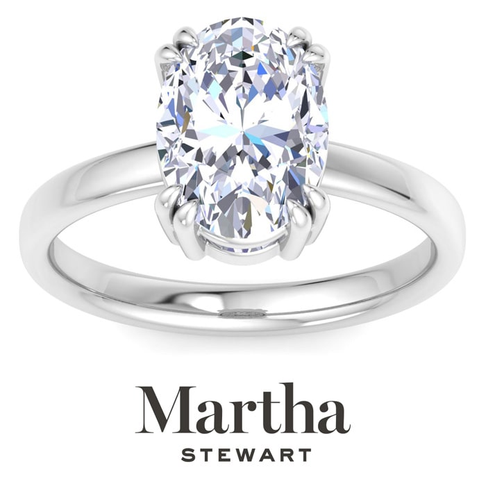 Martha Stewart 3 Carat Oval Shape Lab Grown Diamond Solitaire Engagement Ring In Sterling Silver