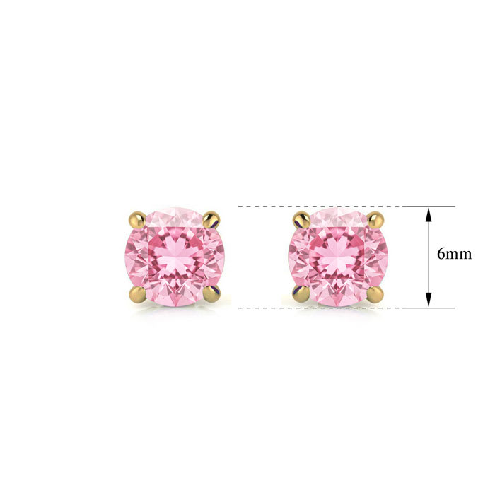 Estate Jewelry 1 1/2 Carat Pink Topaz Stud Earrings In Yellow Gold