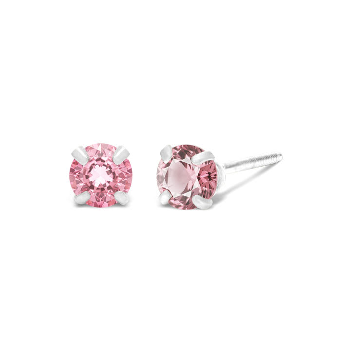 1/4 Carat Pink Topaz Stud Earrings In White Gold