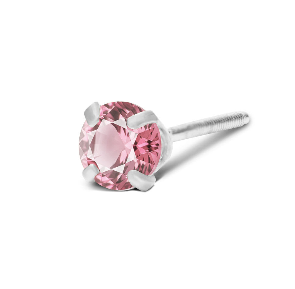 1/4 Carat Pink Topaz Stud Earrings In White Gold