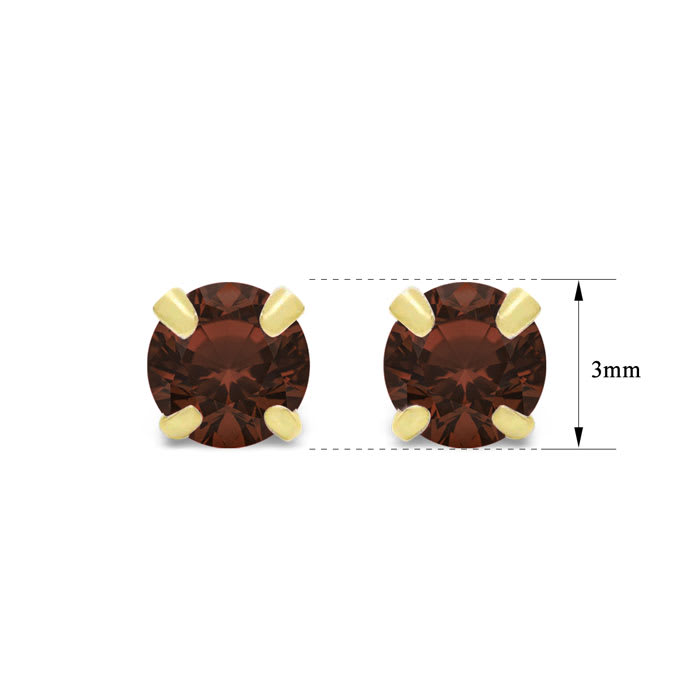 1/4 Carat Garnet Stud Earrings In Yellow Gold