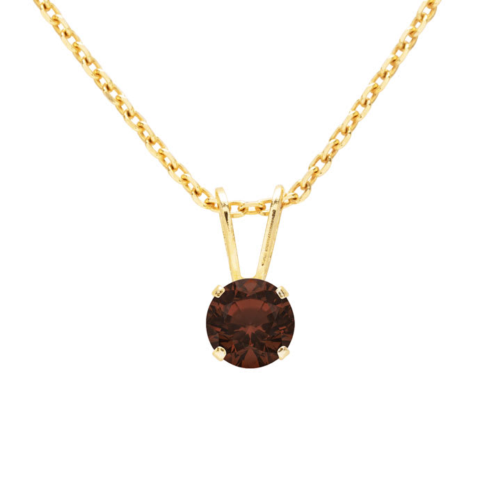 1/2 Carat Garnet Solitaire Necklace In Yellow Gold With Free Chain