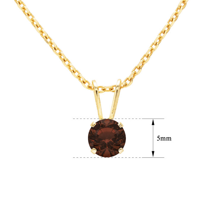 1/2 Carat Garnet Solitaire Necklace In Yellow Gold With Free Chain