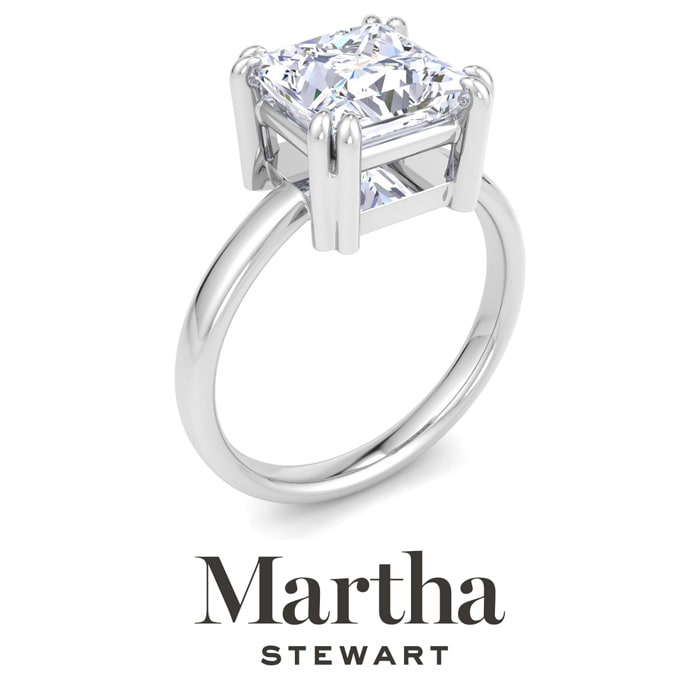 Martha Stewart 3 Carat Princess Cut Lab Grown Diamond Solitaire Engagement Ring In Sterling Silver