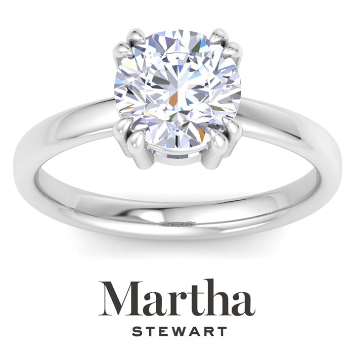 Martha Stewart 2 Carat Round Shape Lab Grown Diamond Solitaire Engagement Ring In Sterling Silver