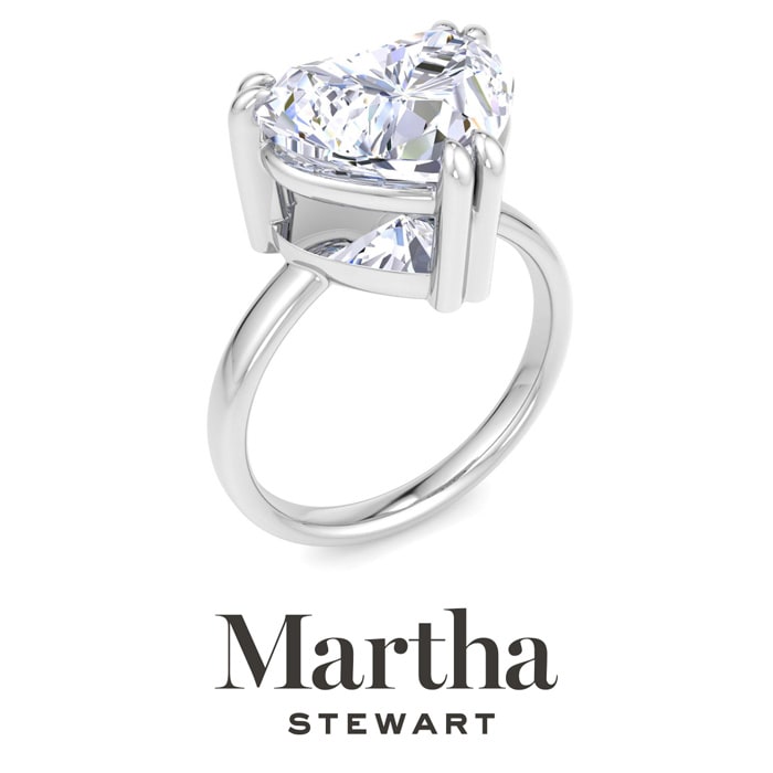 Martha Stewart 5 Carat Heart Shape Lab Grown Diamond Solitaire Engagement Ring In Sterling Silver