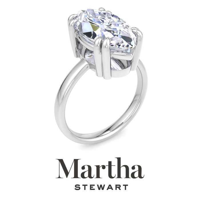 Martha Stewart 5 Carat Marquise Shape Lab Grown Diamond Solitaire Engagement Ring In Sterling Silver