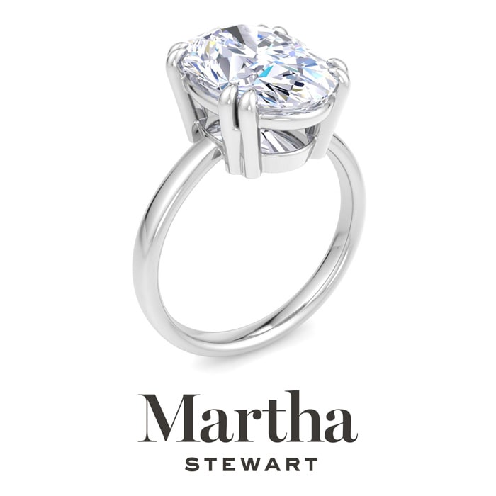 Martha Stewart 5 Carat Oval Shape Lab Grown Diamond Solitaire Engagement Ring In Sterling Silver