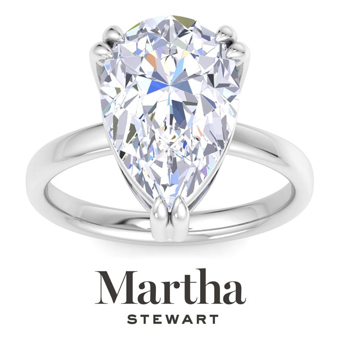 Martha Stewart 5 Carat Pear Shape Lab Grown Diamond Solitaire Engagement Ring In Sterling Silver