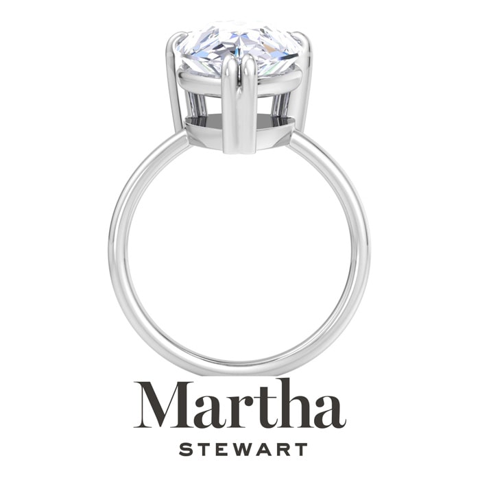 Martha Stewart 5 Carat Pear Shape Lab Grown Diamond Solitaire Engagement Ring In Sterling Silver
