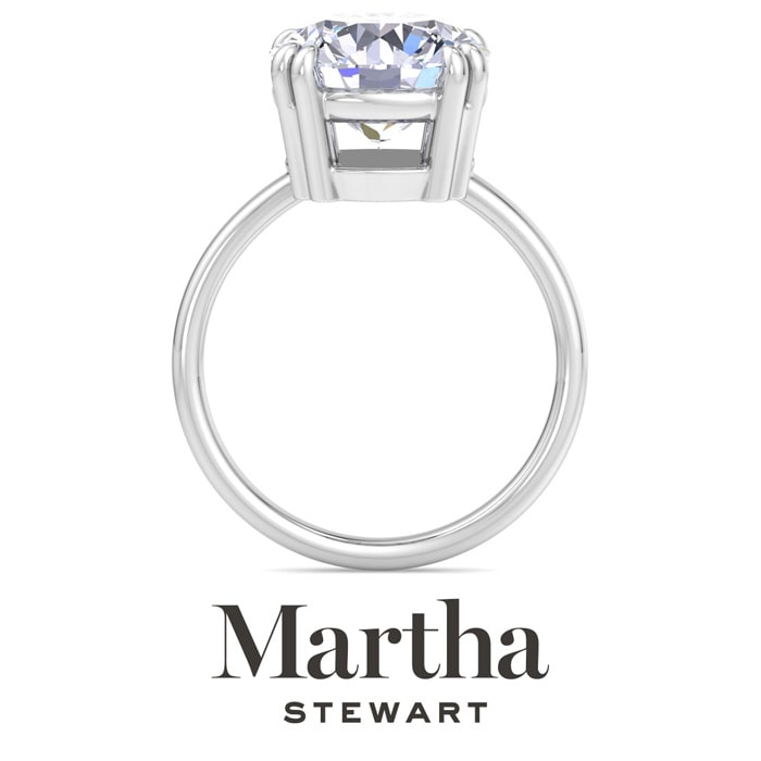 Martha Stewart 5 Carat Round Shape Lab Grown Diamond Solitaire Engagement Ring In Sterling Silver