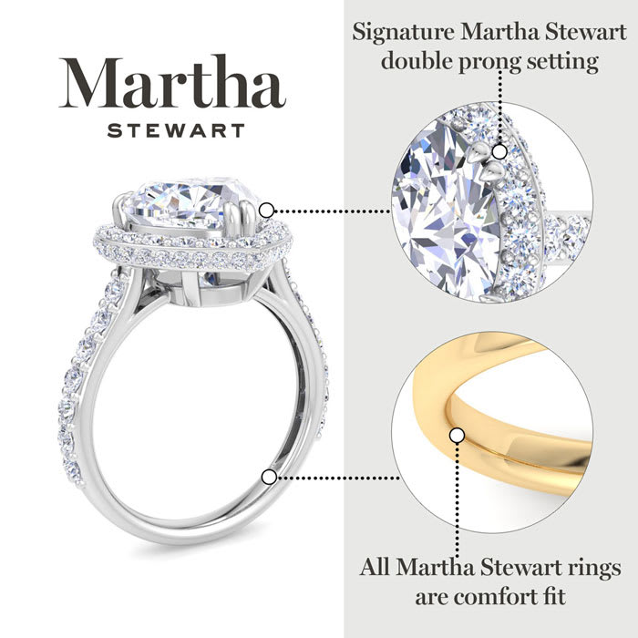 Martha Stewart 4 Carat Heart Shape Lab Grown Diamond Hidden Halo Engagement Ring In Sterling Silver