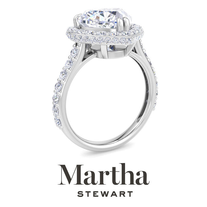 Martha Stewart 4 Carat Heart Shape Lab Grown Diamond Hidden Halo Engagement Ring In Sterling Silver