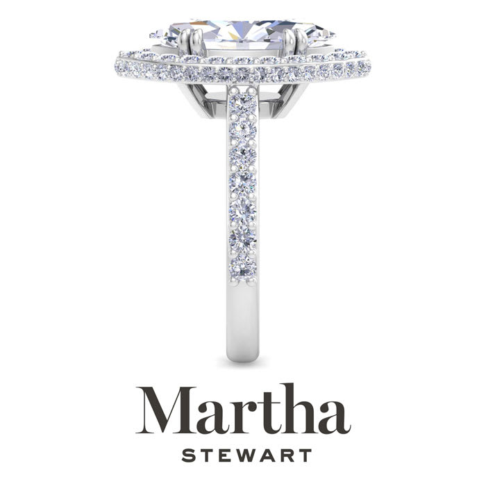 Martha Stewart 4 Carat Marquise Shape Lab Grown Diamond Hidden Halo Engagement Ring In Sterling Silver