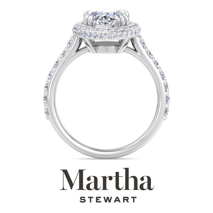 Martha Stewart 4 Carat Marquise Shape Lab Grown Diamond Hidden Halo Engagement Ring In Sterling Silver