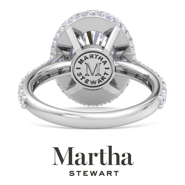 Martha Stewart 4 Carat Oval Shape Lab Grown Diamond Hidden Halo Engagement Ring In Sterling Silver