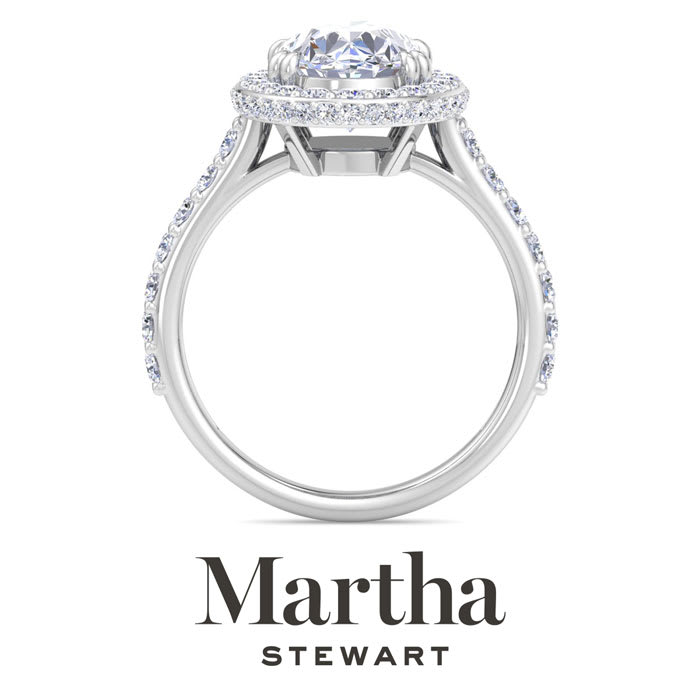 Martha Stewart 4 Carat Oval Shape Lab Grown Diamond Hidden Halo Engagement Ring In Sterling Silver