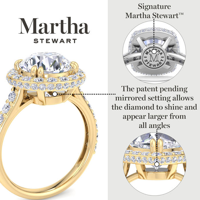 Martha Stewart 4 Carat Princess Cut Lab Grown Diamond Hidden Halo Engagement Ring In Sterling Silver