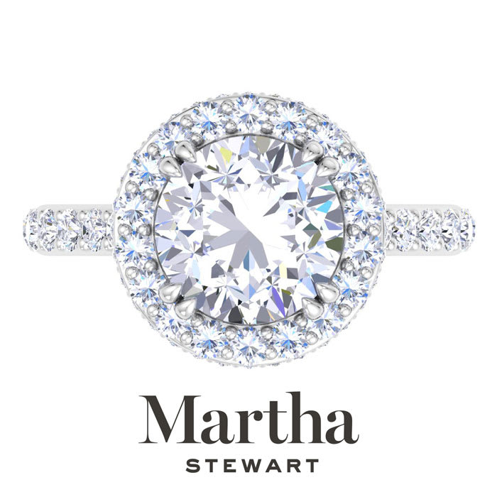 Martha Stewart 4 Carat Round Lab Grown Diamond Hidden Halo Engagement Ring In Sterling Silver