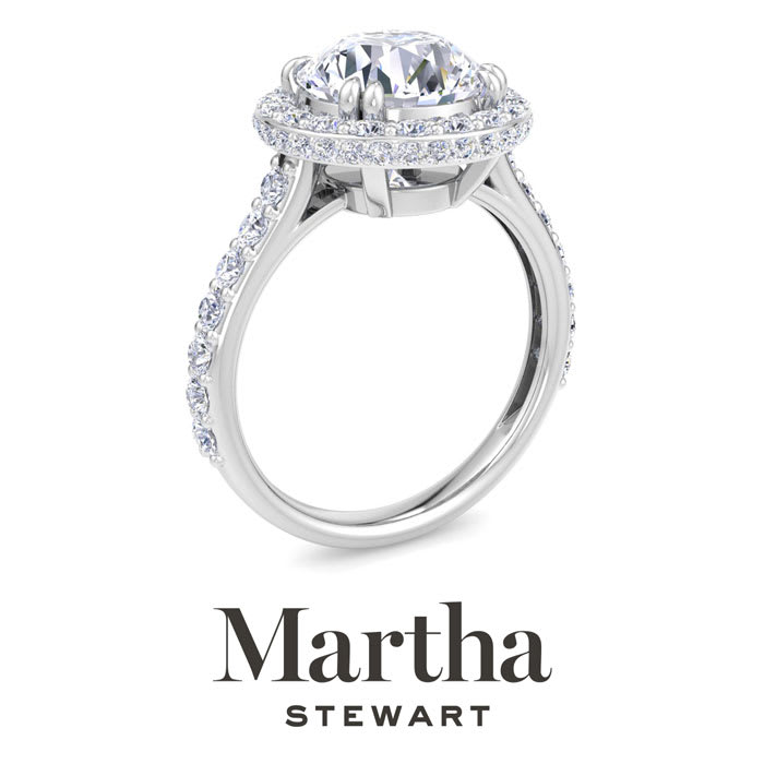 Martha Stewart 4 Carat Round Lab Grown Diamond Hidden Halo Engagement Ring In Sterling Silver