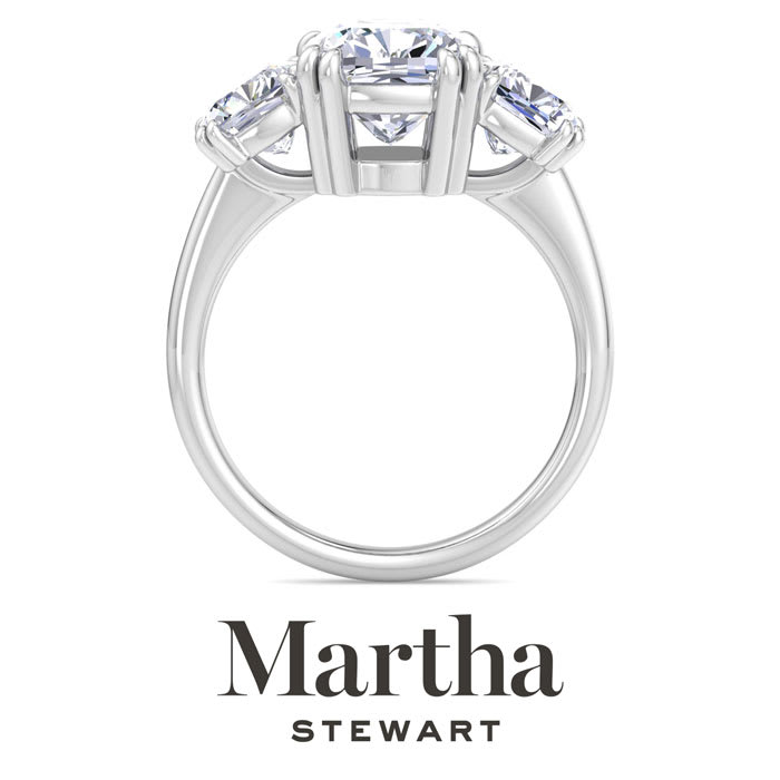 Martha Stewart 5 Carat Cushion Cut Lab Grown Diamond Three Stone Engagement Ring In Sterling Silver