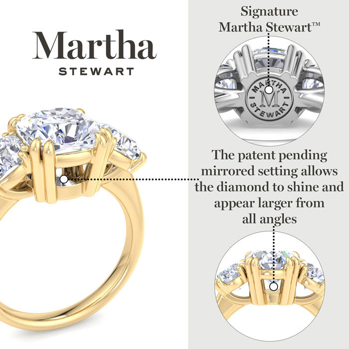 Martha Stewart 5 Carat Marquise Shape Lab Grown Diamond Three Stone Engagement Ring In Sterling Silver