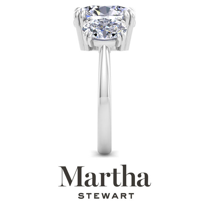 Martha Stewart 5 Carat Oval Shape Lab Grown Diamond Three Stone Engagement Ring In Sterling Silver
