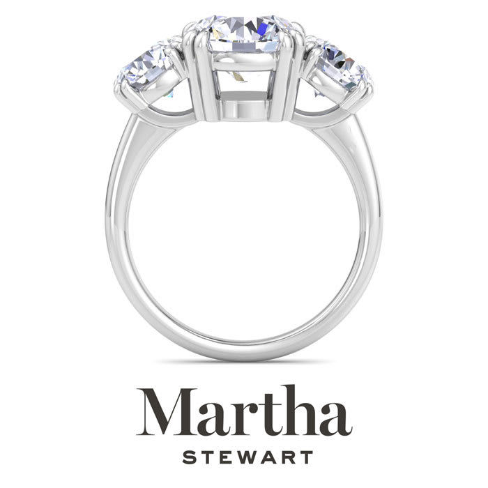 Martha Stewart 5 Carat Round Lab Grown Diamond Three Stone Engagement Ring In Sterling Silver