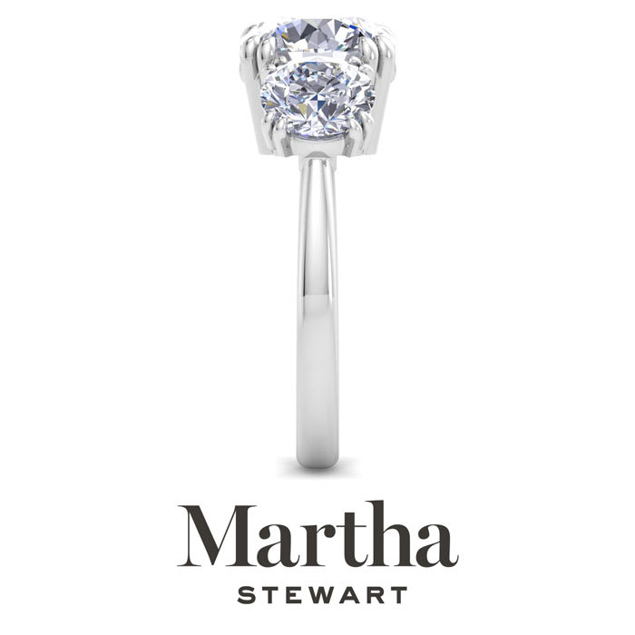Martha Stewart 5 Carat Round Lab Grown Diamond Three Stone Engagement Ring In Sterling Silver
