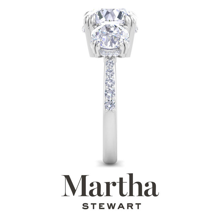 Martha Stewart 5 1/2 Carat Round Lab Grown Diamond Three Stone Plus Engagement Ring In Sterling Silver