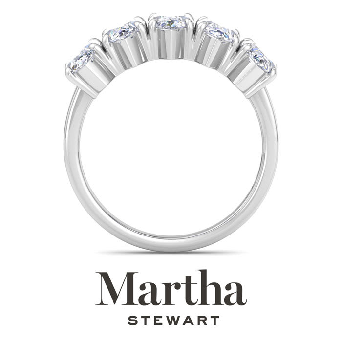 Martha Stewart 3 Carat Marquise Shape Lab Grown Diamond Five Stone Engagement Ring In Sterling Silver