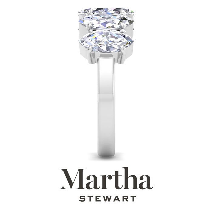 Martha Stewart 3 Carat Marquise Shape Lab Grown Diamond Five Stone Engagement Ring In Sterling Silver
